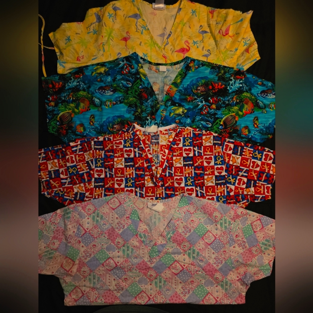 4 Ladies Medical Scrub Tops